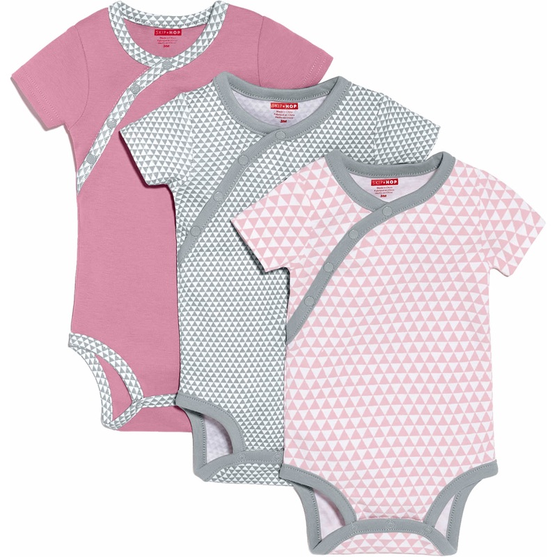 Skip Hop Petite Triangles 3-Pack Short Sleeve Bodysuits – Pink (Newborn)