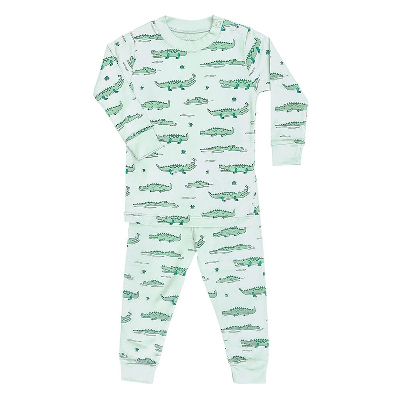 Crocodiles Two Piece Pajamas in Green