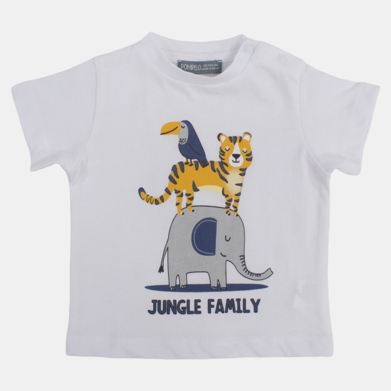 Baby Boys Cotton T-Shirt  Animal Print
