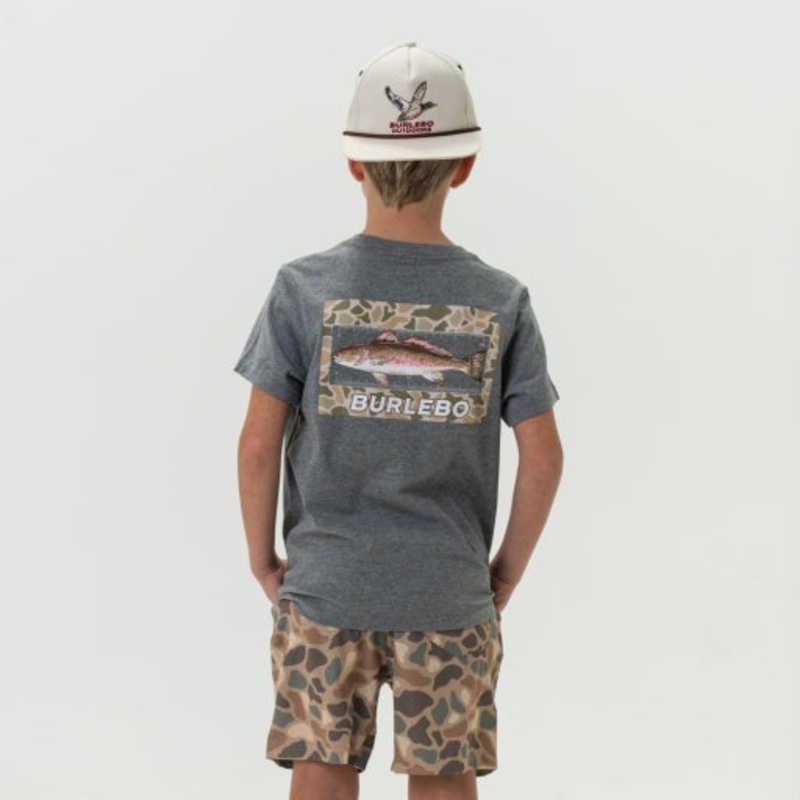 Burlebo Youth Tee Keeper Redfish Short Sleeve Dark Heather Grey