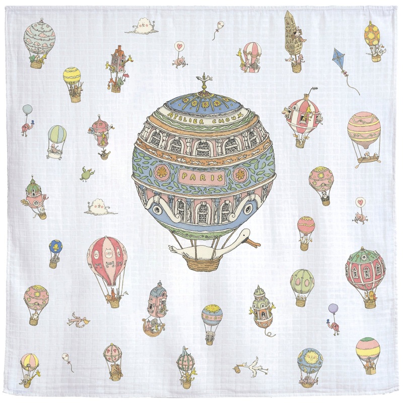 Organic Swaddle Blanket Hot Air Balloons