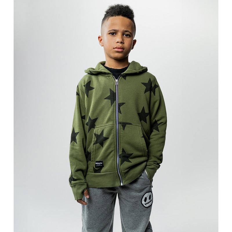 Star Zip Hoodie – Olive