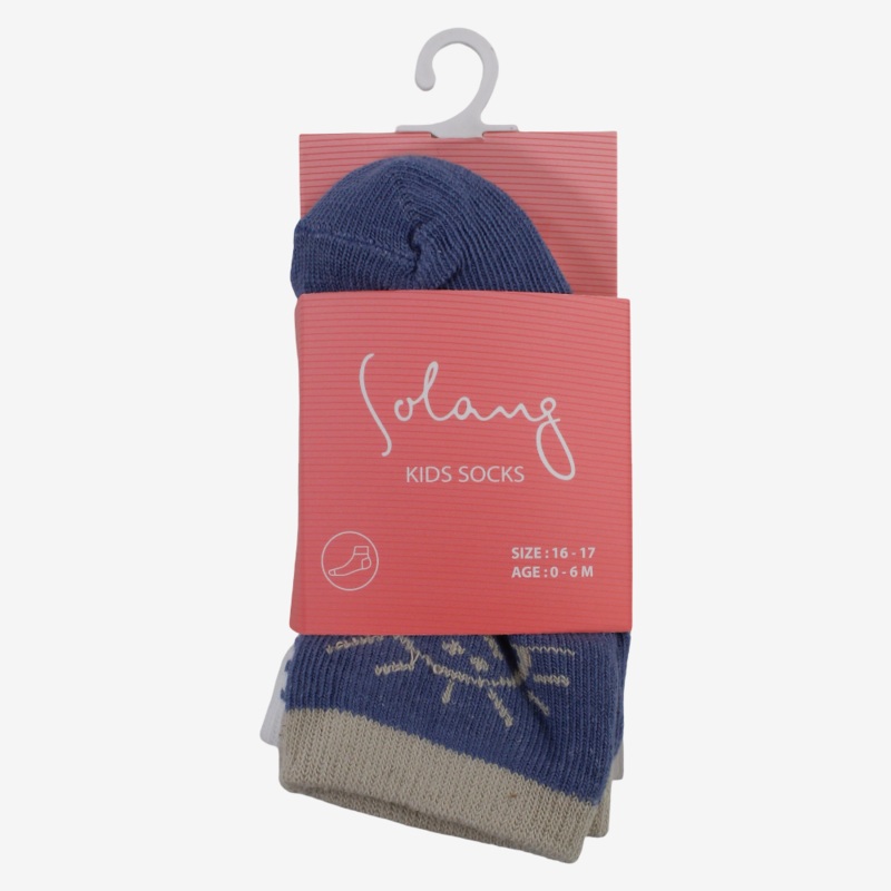 Unisex Baby Cotton Socks – Multicolor with Sun Print