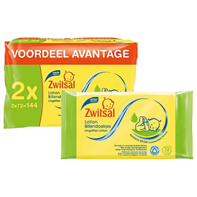 Zwitsal Lingettes Lotions 2*72pc