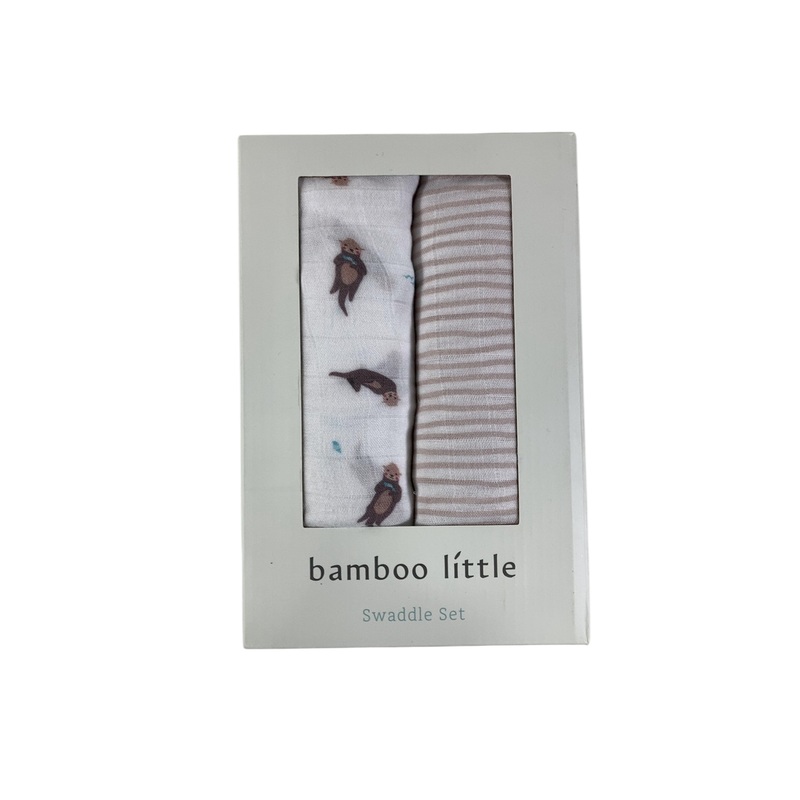 Bamboo Little Swaddle, 2 Pack, Otter & Taupe Wave