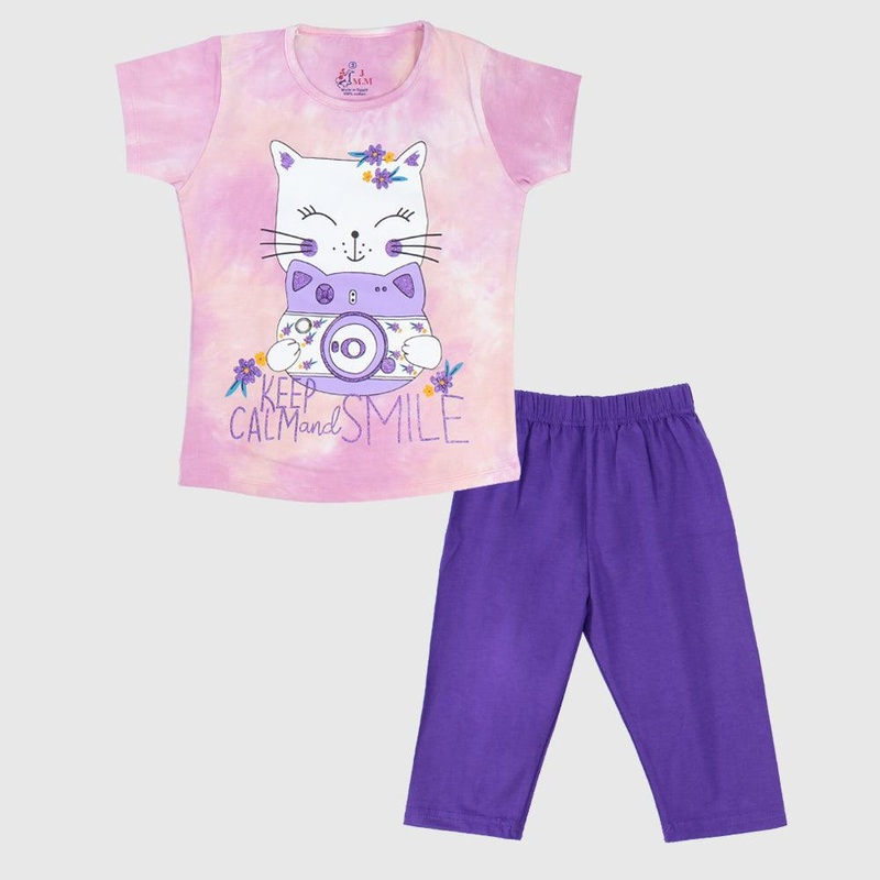 Smiling Cat Short-Sleeved Pajama