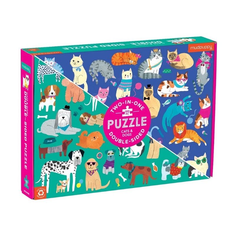 100 Piece Double-Sided Puzzle – Cats & Dogs