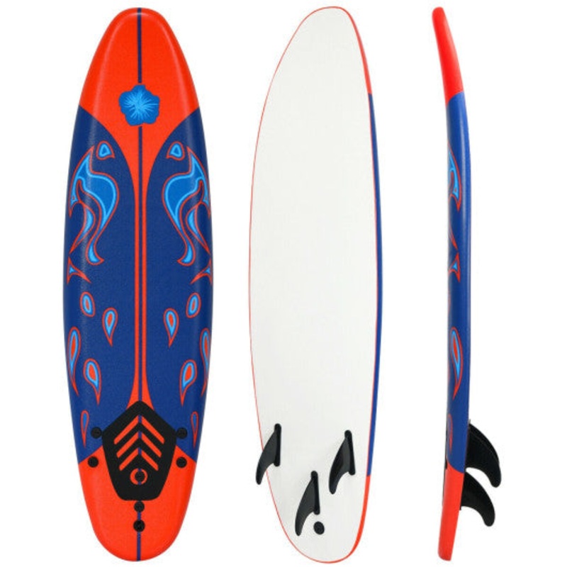 6 Feet Surfboard With 3 Detachable Fins-Red