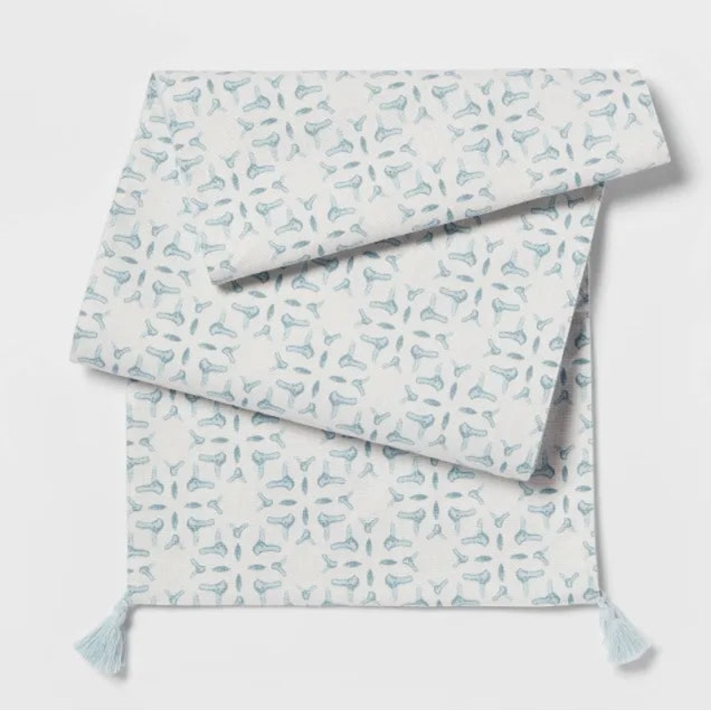 72″ X 14″ Cotton Slub Table Runner with Tassels Blue