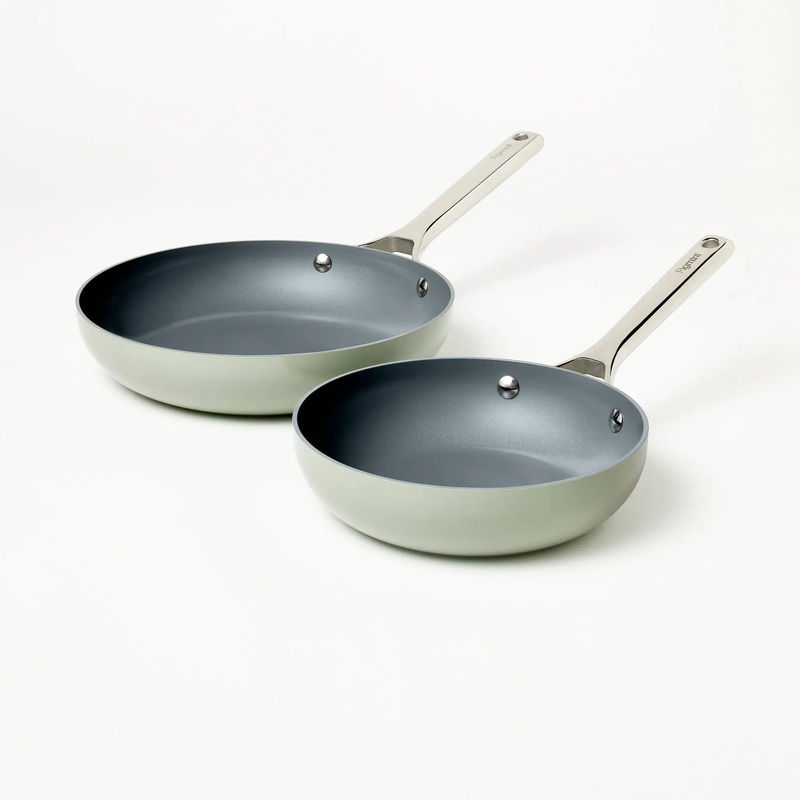 8″ & 10″ Nonstick Ceramic Coated Aluminum Frypan Set- Sage Green