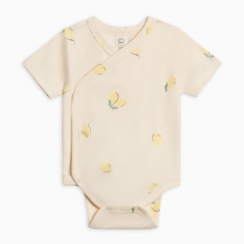 Lark Short Sleeve Kimono Bodysuit – Lemon Newborn