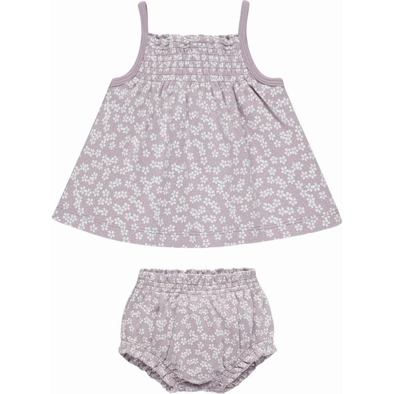 Quincy Mae Smocked Tank + Bloomer Set || Lavender Ditsy