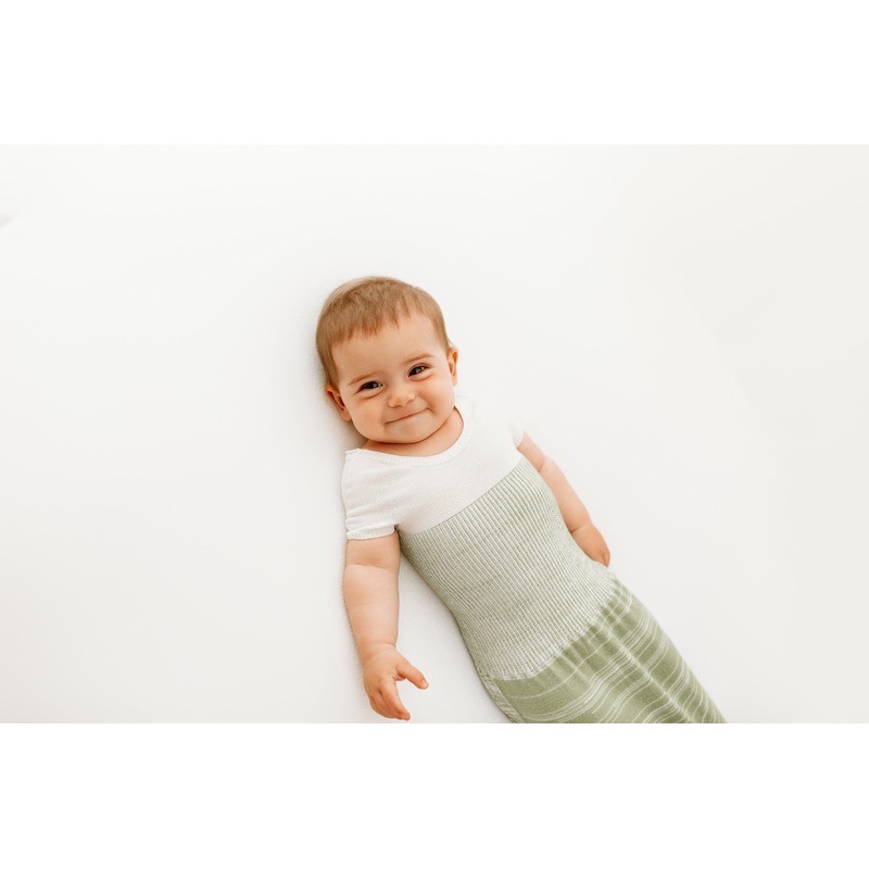 Swaddelini Bamboo Blend Mint Arms Out Short Sleeve Sleep Sack