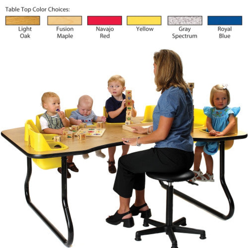 8-Seat Toddler Table, Gray Spectrum Table Top with Blue Seats