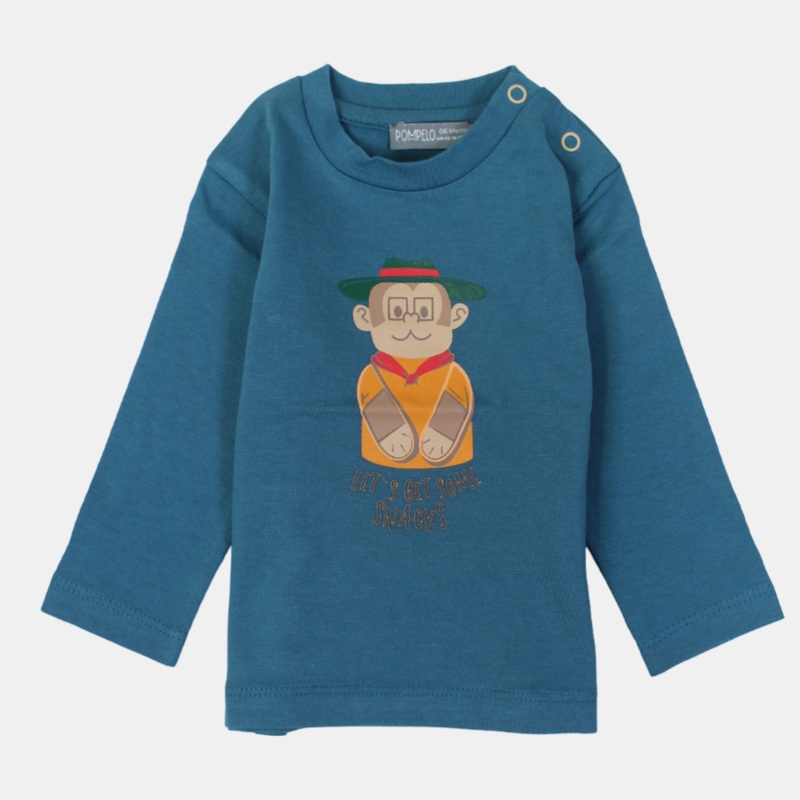 Baby Boys Cotton Long-Sleeved T-Shirt  Teal