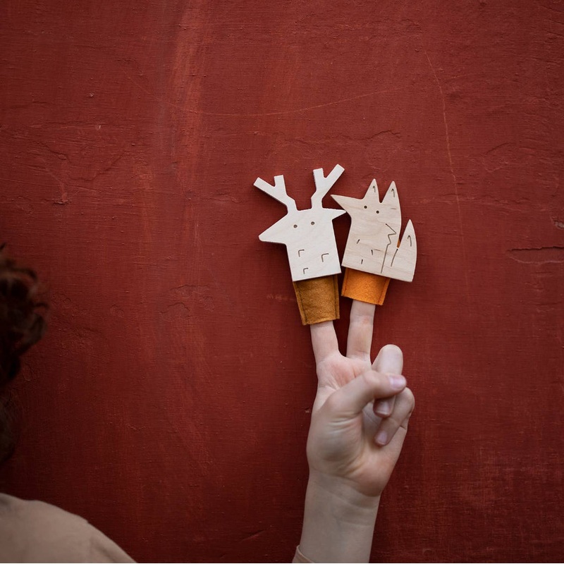 Birch + Felt Finger Puppet – Fox