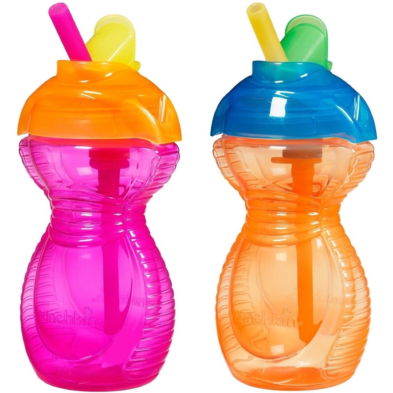Munchkin Click Lock Flip Straw Cup, 9oz – 2-Pack – Orange/Pink