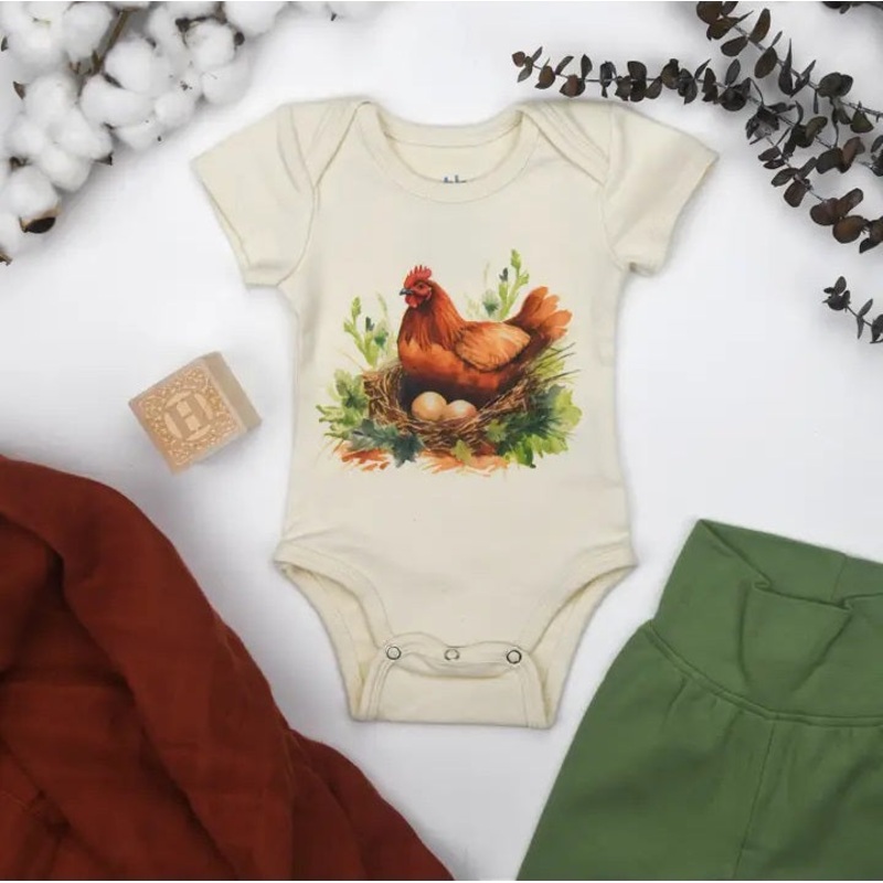 Organic Cotton Short Sleeve Baby Bodysuit – Olive 0-3 months