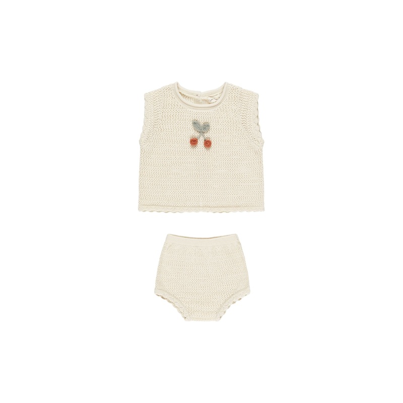 Rylee + Cru Scallop Knit Baby Set – Cherry