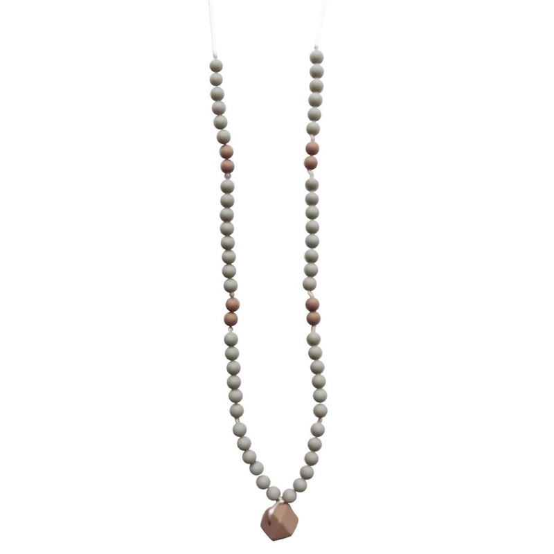 The Sheppard Silicone + Beechwood Teething Necklace Gray