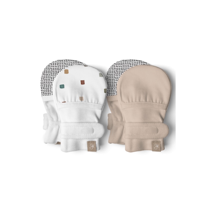 Stay On 2-Pack Baby Mitts – City Blocks + Sandstone
