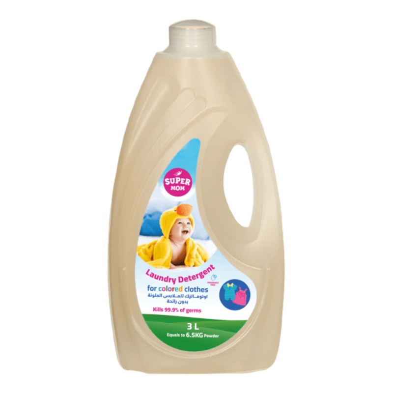 Super Mom Baby Automatic Laundry Detergent For Colored Clothes Antibacterial With No Scent – 3 Liters