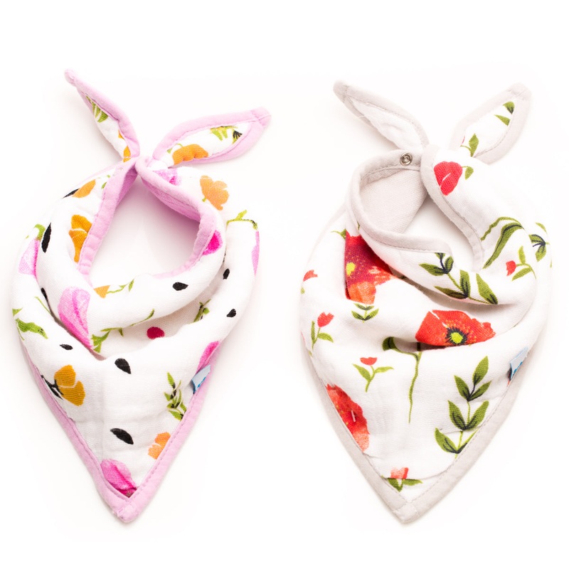 Little Unicorn Cotton Bandana Bib 2-Pack – Summer Poppy