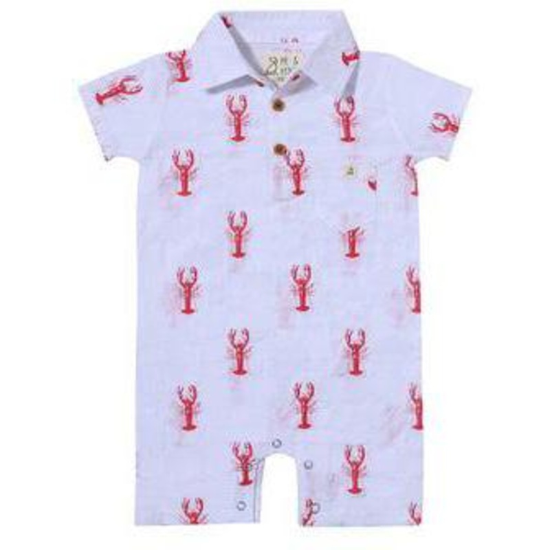 Me & Henry Molokai Printed Romper | White Lobster