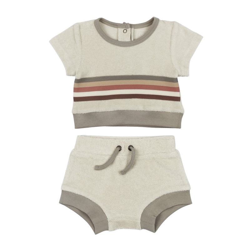 Organic Terry Tee & Shortie Set – Neutrals 0-3 months