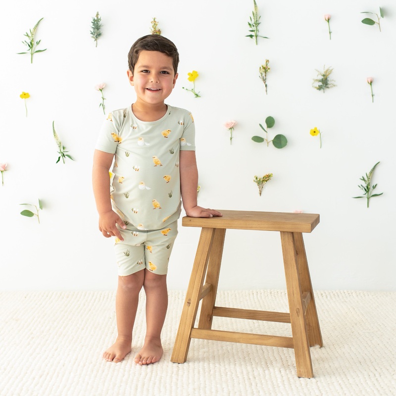 Short Sleeve Pajamas in Aloe Chick