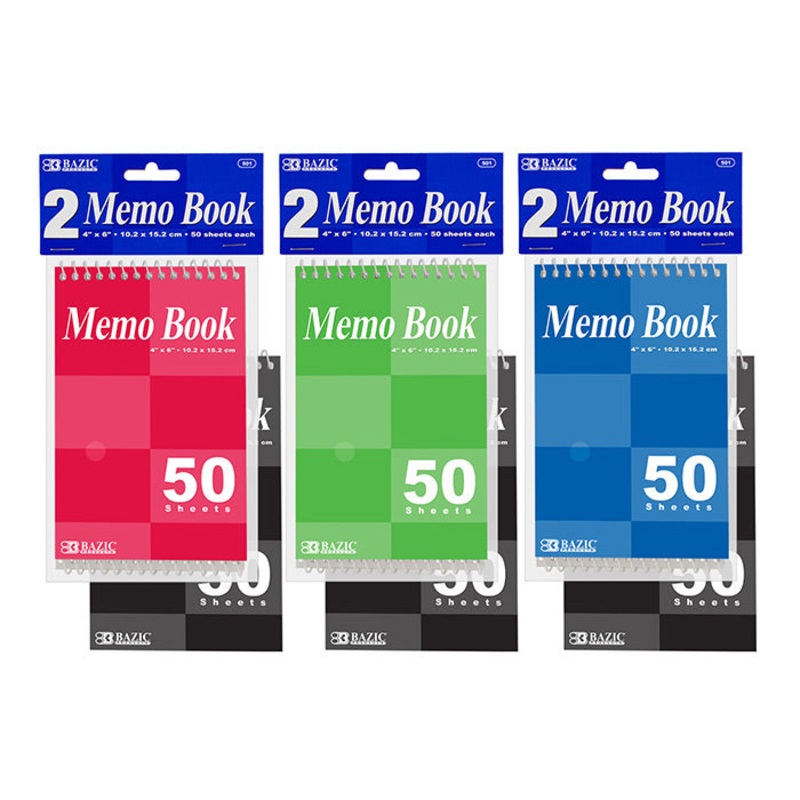 4″ X 6″ Top Bound Spiral Memo Books (2/Pack)