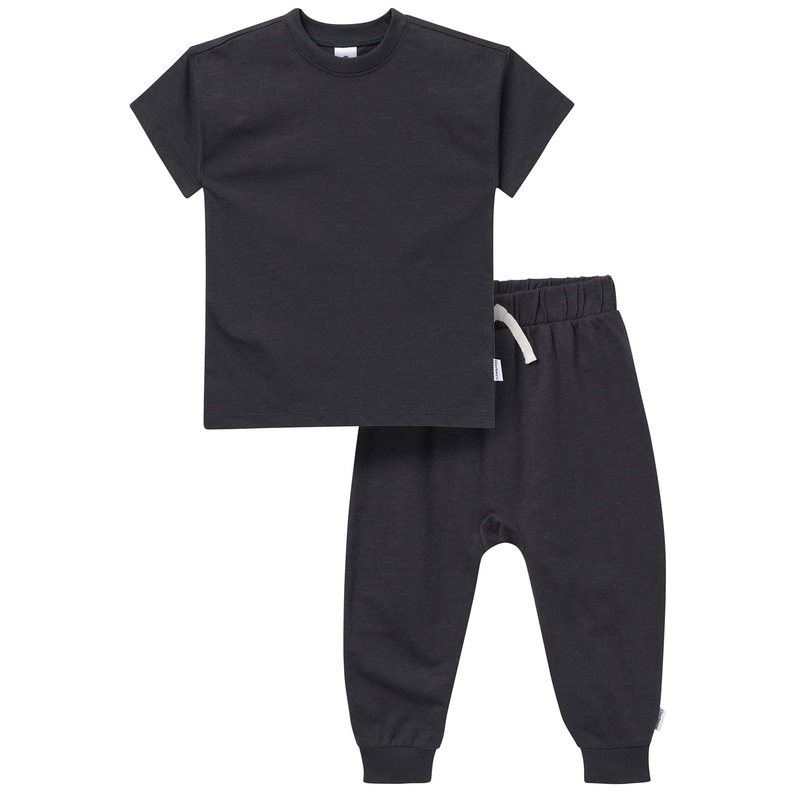 2-Piece Infant & Toddler Neutral Asphalt T-Shirt & Jogger Pants Set