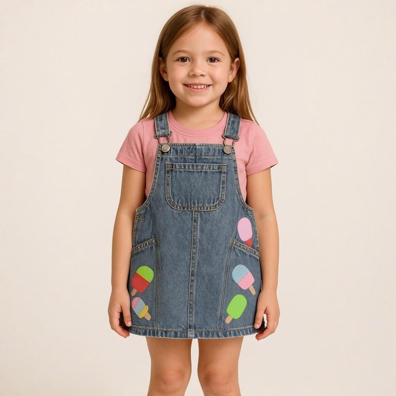 Girls Jean Dress  Strappy Design