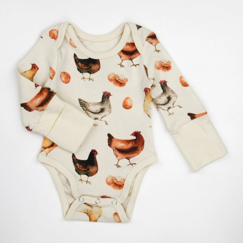 Organic Cotton Long Sleeve Baby Bodysuit – Sunny 0-3 months