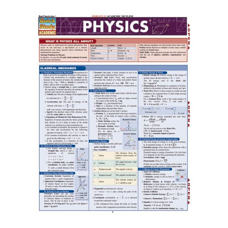QuickStudy Physics Laminated Study Guide
