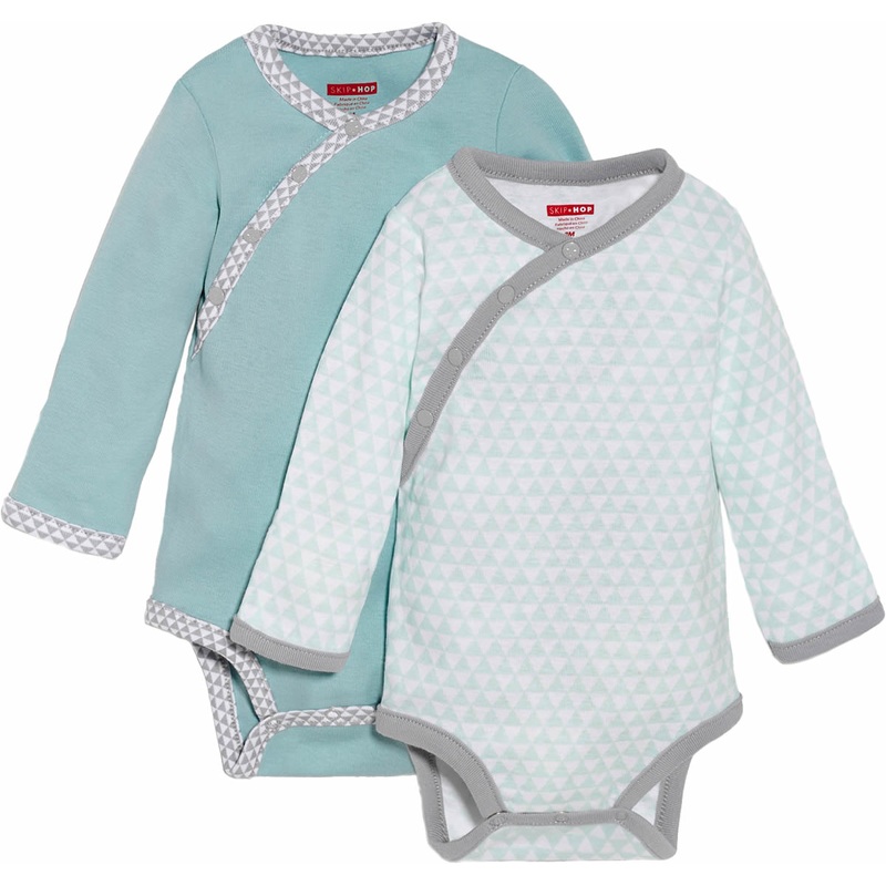 Skip Hop Petite Triangles 2-Pack Long Sleeve Bodysuits – Blue (6 Months)