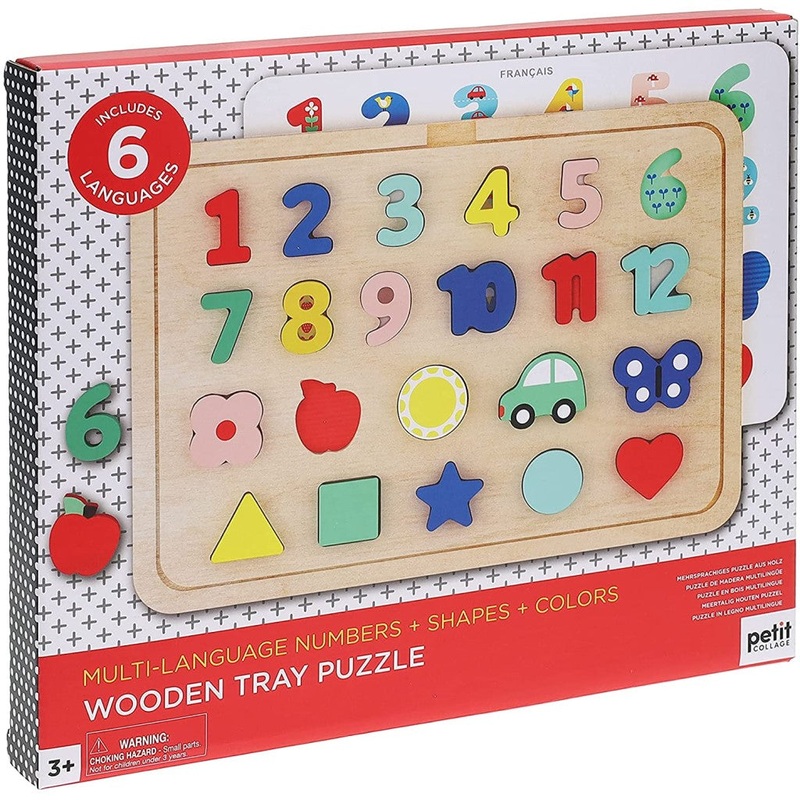 Wooden Tray Puzzle – Numbers, Shapes, & Colors