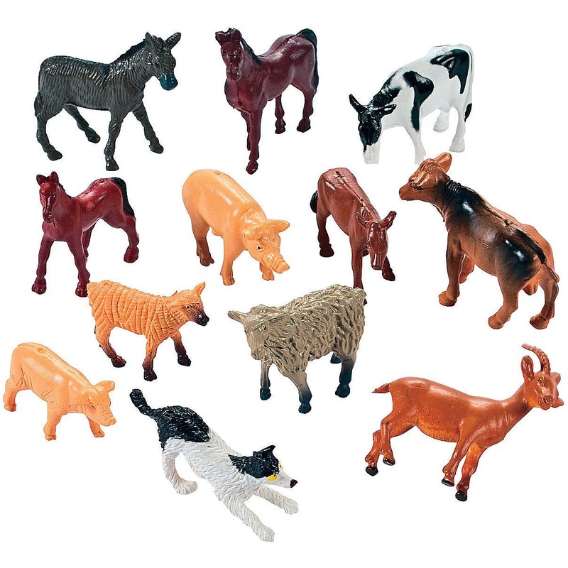 12 Vinyl Farm Animals (1 1/2″ – 2″ figures)