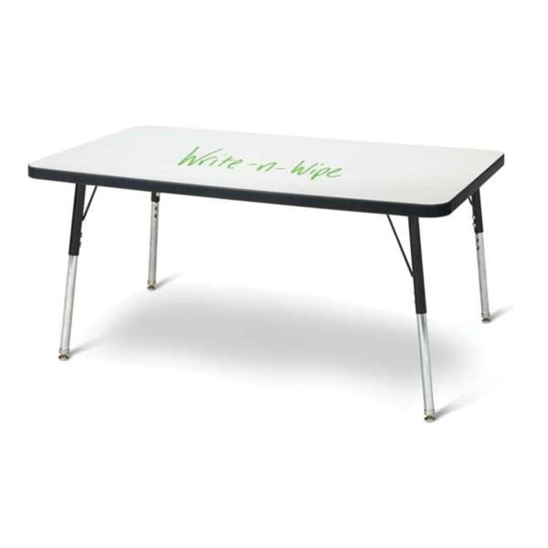 Berries Rectangle Dry Erase Table – 24″ x 36″, A-height – Write-n-Wipe/Black/Black