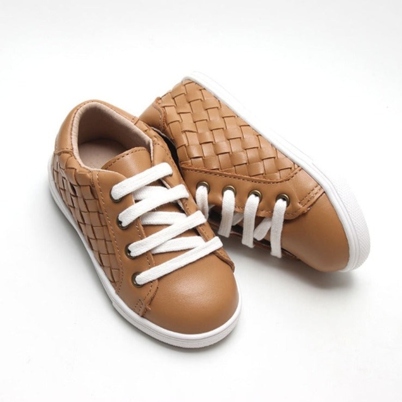 Consciously Baby Leather Woven Sneaker | Color ‘Rust’ | Hard Sole