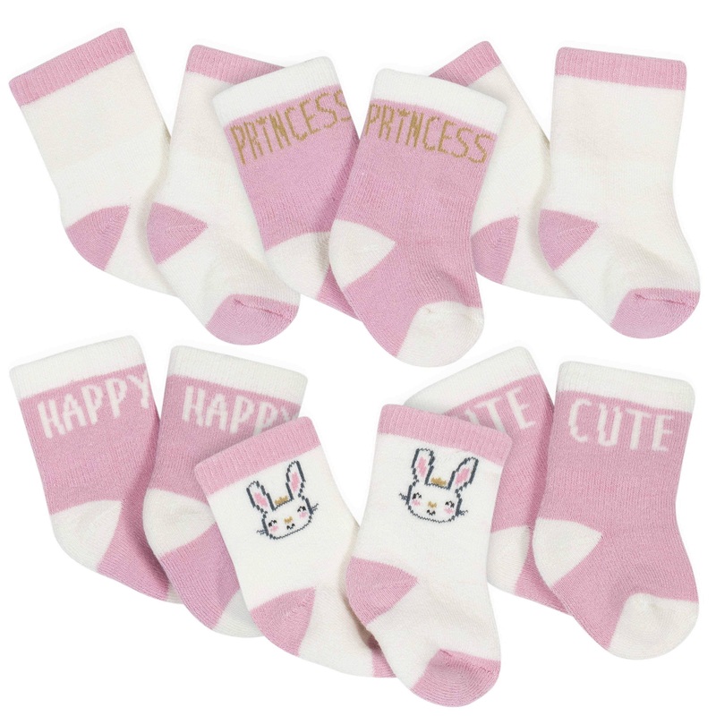 Gerber 6-Pack Baby Girls Princess Wiggle-Proof Crew Socks