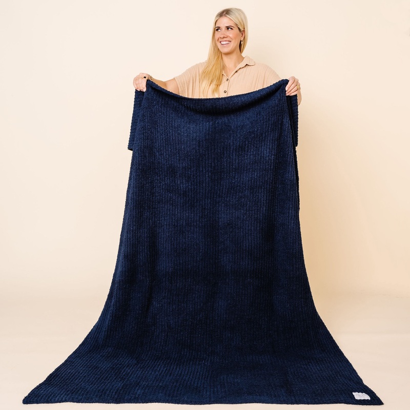 Chenille Blanket – Navy – Adult/Throw