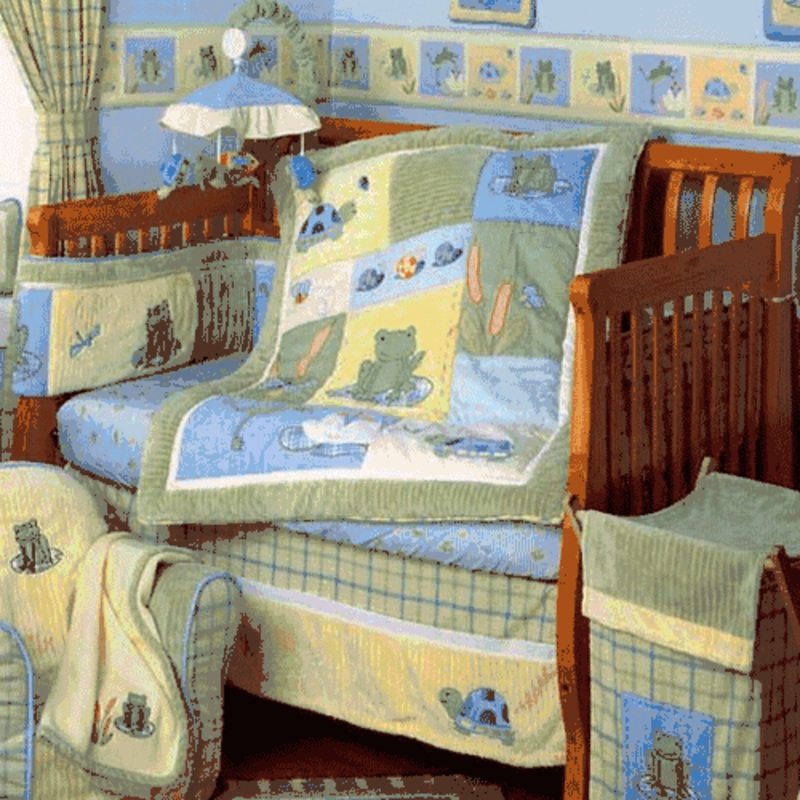 KidsLine Leap Froggie 6 Piece Crib Bedding Set