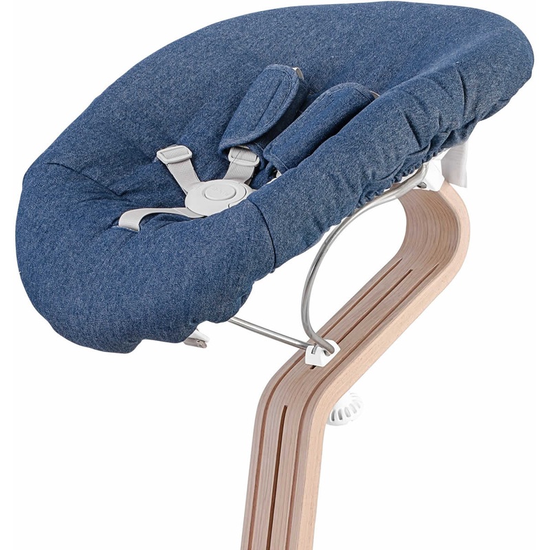 Nomi Baby Base 2.0 Bouncer – White with Denim  Cushion