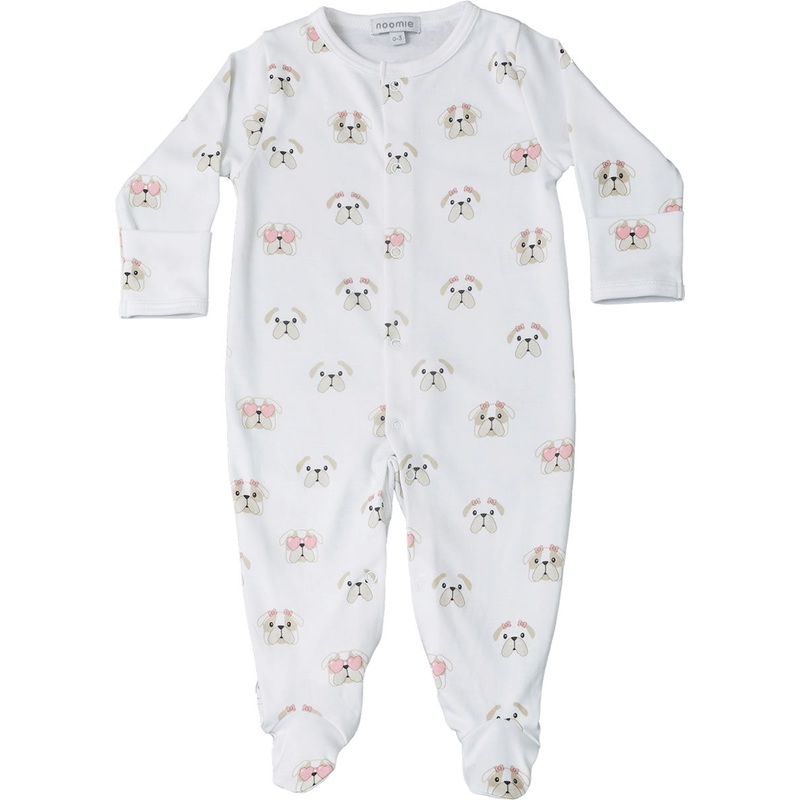 Noomie Snap Footie – Pink Bulldog (9-12M)