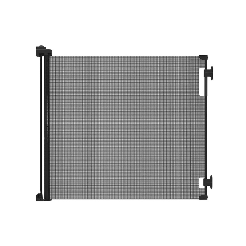 Retractable Baby Gate Perma Child Safety 33″ Tall x 55 Wide, Mesh, for Stairs, Doorways, Dogs, Pets, Indoor, Outdoor, One-Handed Operation, Locking, Easy Install, Hardware Mount, Black Black 33″ Tall x 55″ Wide