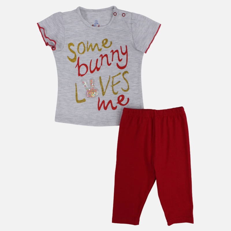 Baby Girls Cotton Pajama Set  Bunny Love Print