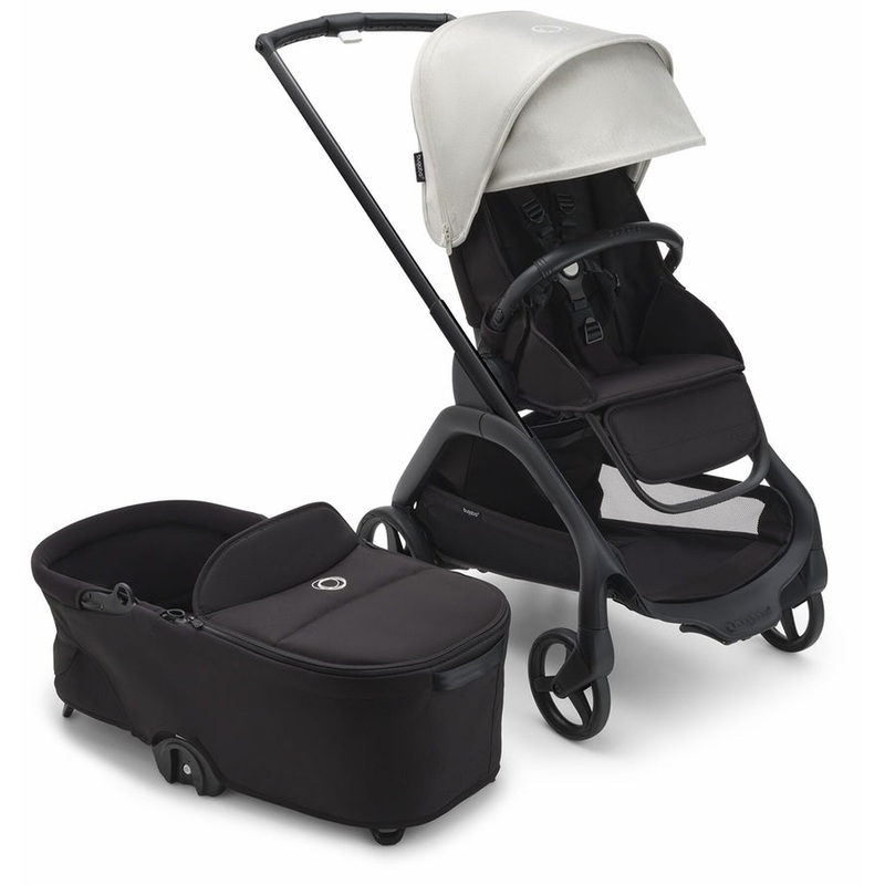 Bugaboo OPEN BOX Dragonfly Complete Lightweight Compact Stroller + Bassinet – Black / Midnight Black / Misty White (Albee Exclusive)