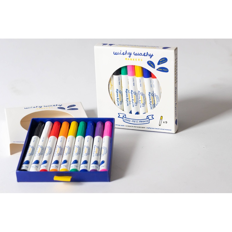 Jaq Jaq Bird Wishy Washy Markers – Set of 9 Assorted Colors