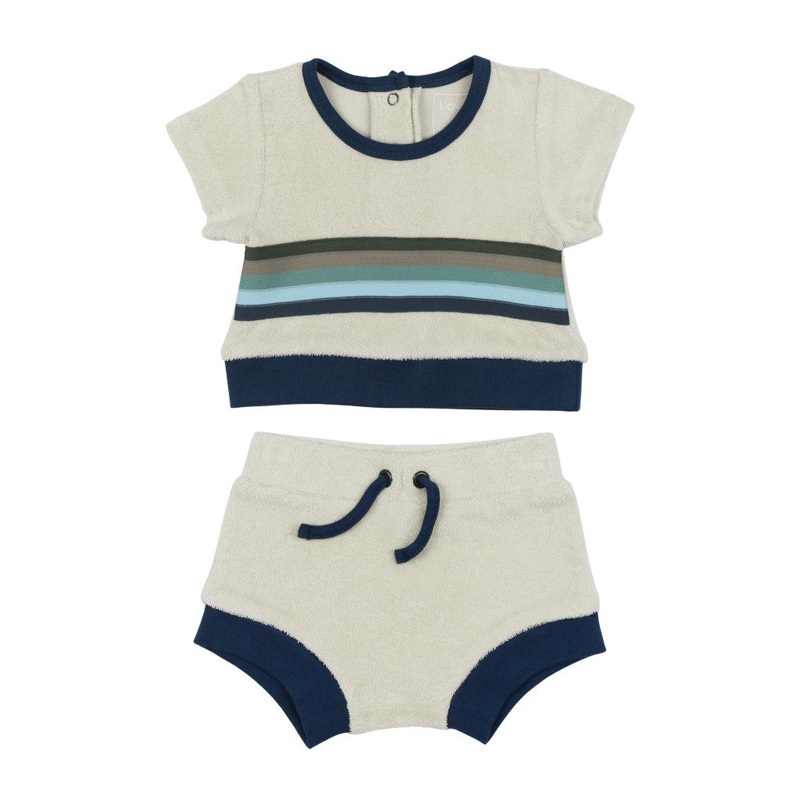 Organic Terry Tee & Shortie Set – Blues 0-3 months